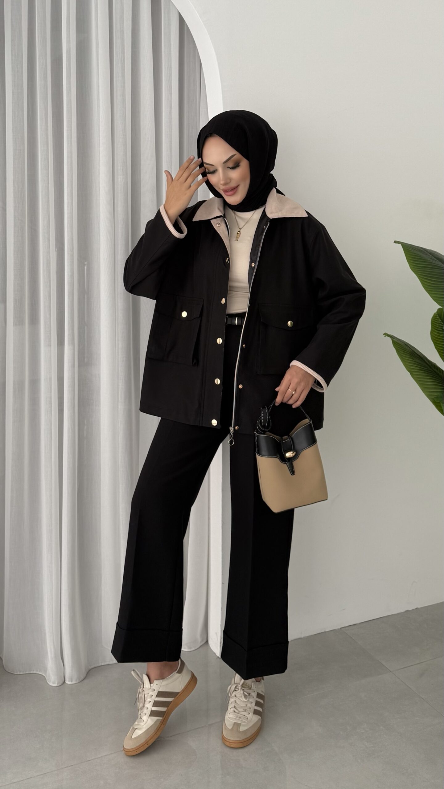 img_5431-4 Stradi Muadil Kadife Yaka Ceket - Siyah - Görsel 7