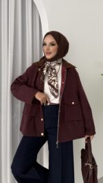 Stradi Muadil Kadife Yaka Ceket - Bordo - Görsel 3