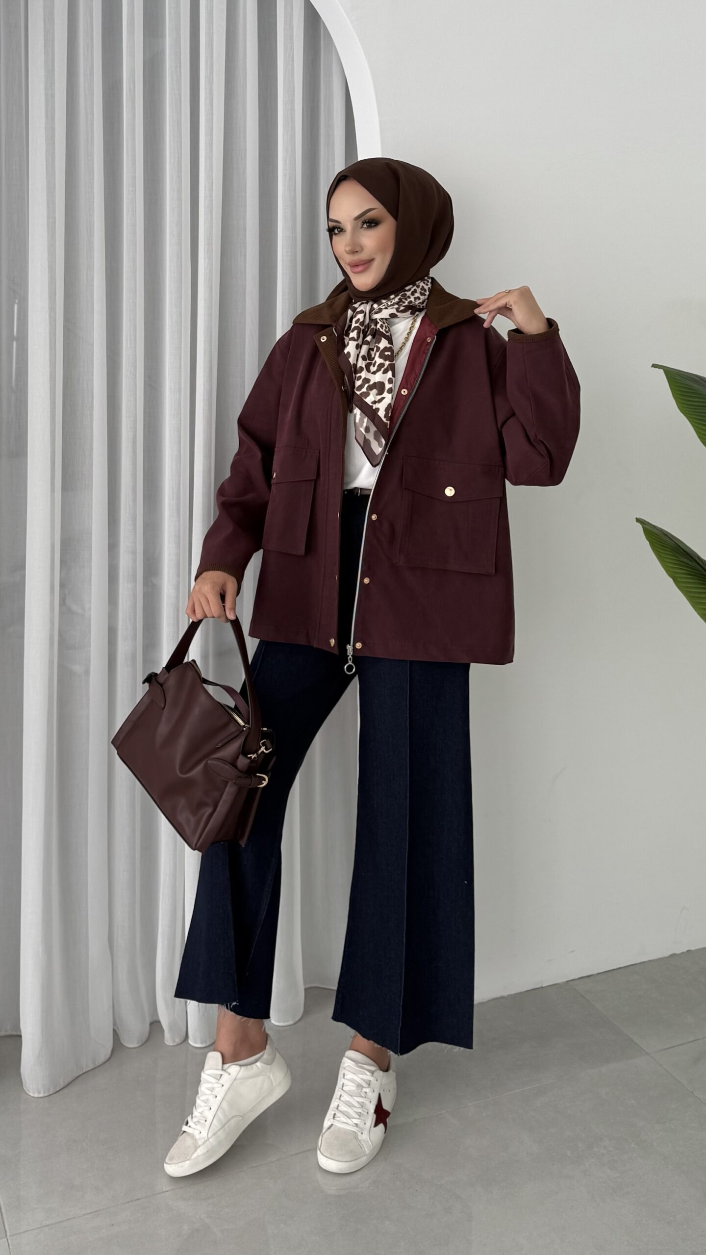 img_5462-4 Stradi Muadil Kadife Yaka Ceket - Bordo - Görsel 5