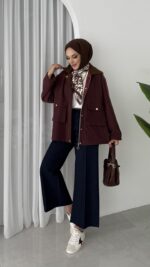 Stradi Muadil Kadife Yaka Ceket - Bordo - Görsel 9