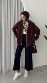Stradi Muadil Kadife Yaka Ceket - Bordo - Görsel 8
