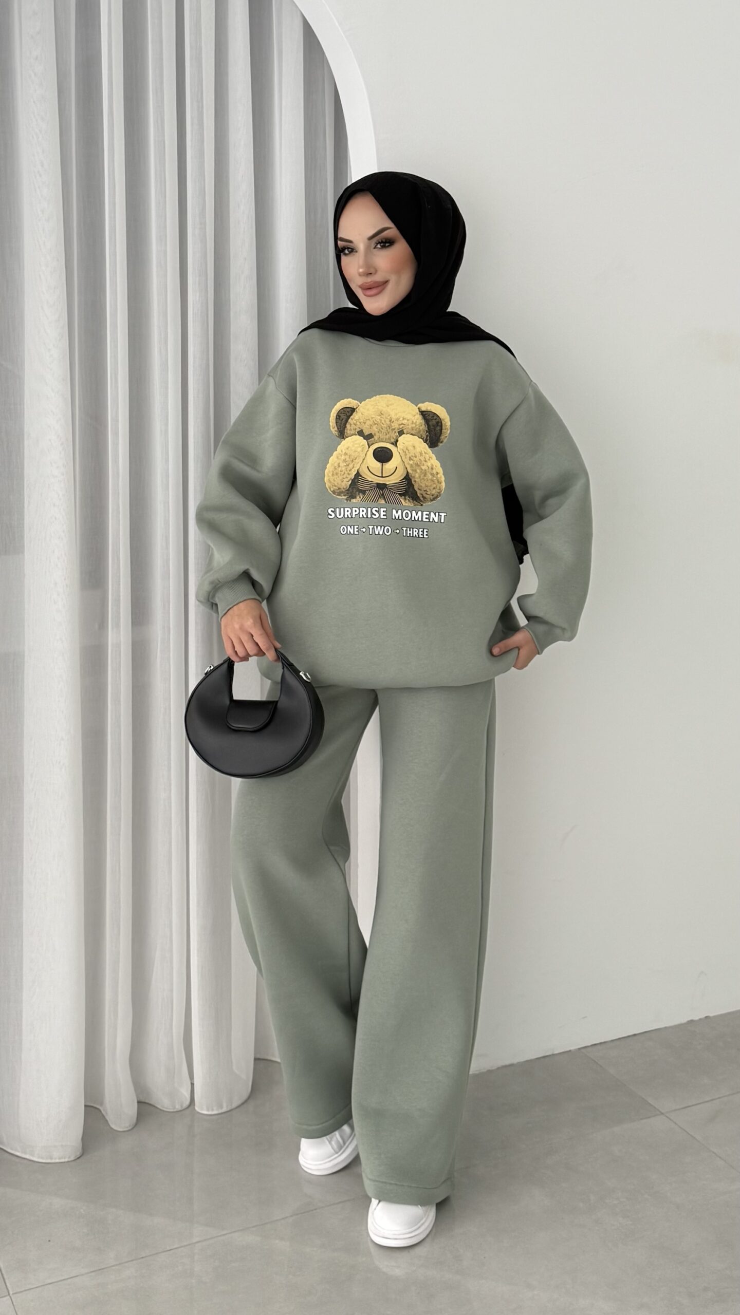 Puffy Şardonlu Sweat İkili Takım - Haki
