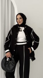 Collej Bomber Şeritli İkili Takım - Siyah - Görsel 7