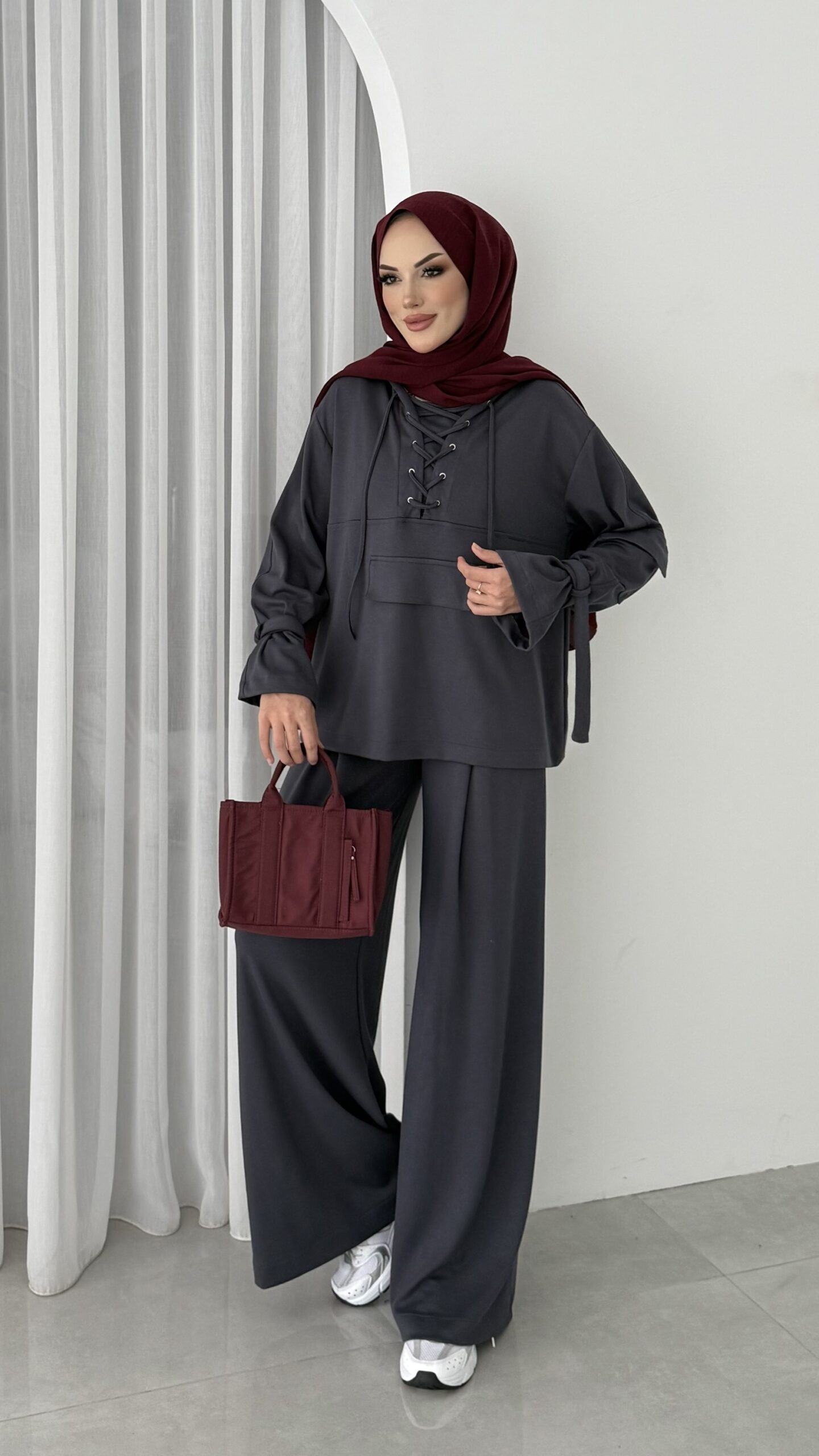 Premium Oysho Palazzo İkili Takım - Antrasit