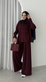 Premium Oysho Palazzo İkili Takım - Bordo