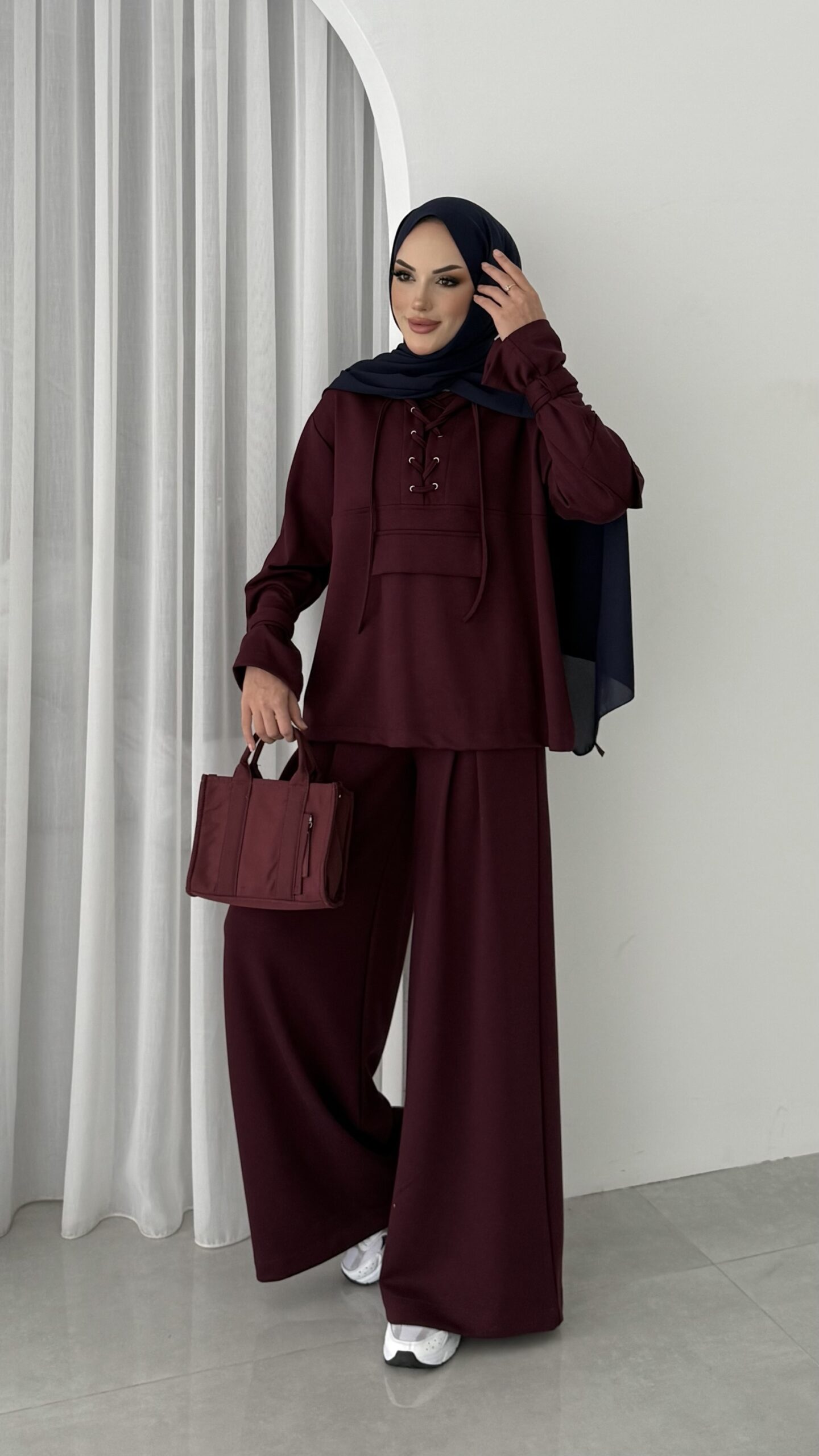 Premium Oysho Palazzo İkili Takım - Bordo