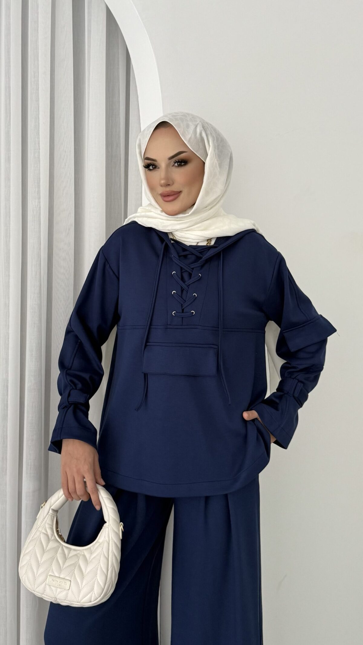 Premium Oysho Palazzo İkili Takım - Lacivert - Görsel 6