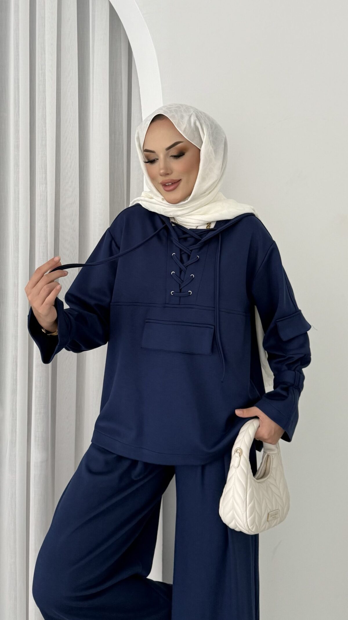 Premium Oysho Palazzo İkili Takım - Lacivert - Görsel 10