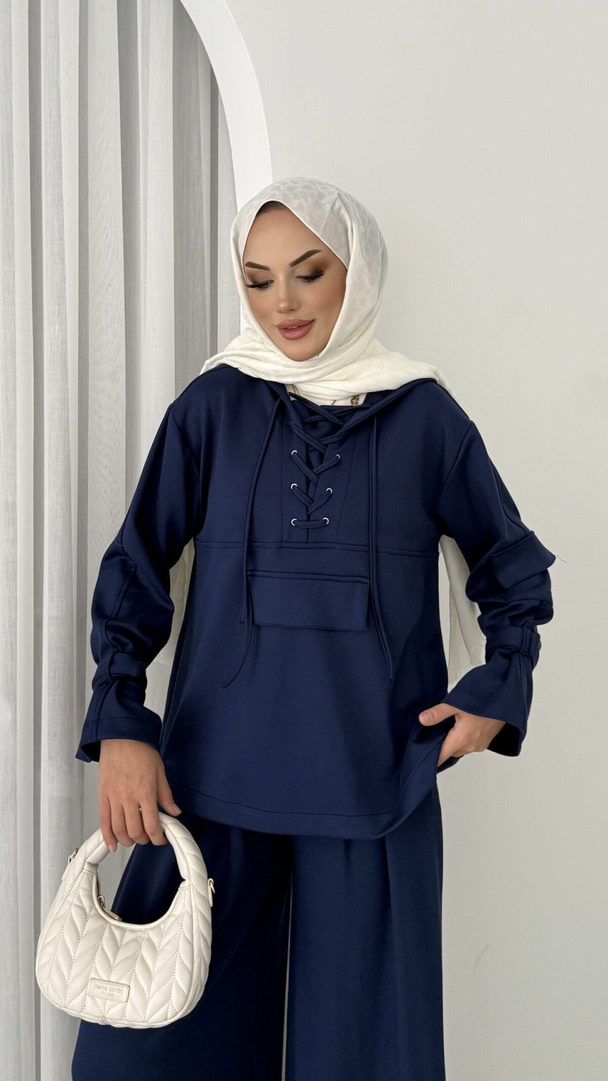 Premium Oysho Palazzo İkili Takım - Lacivert - Görsel 7
