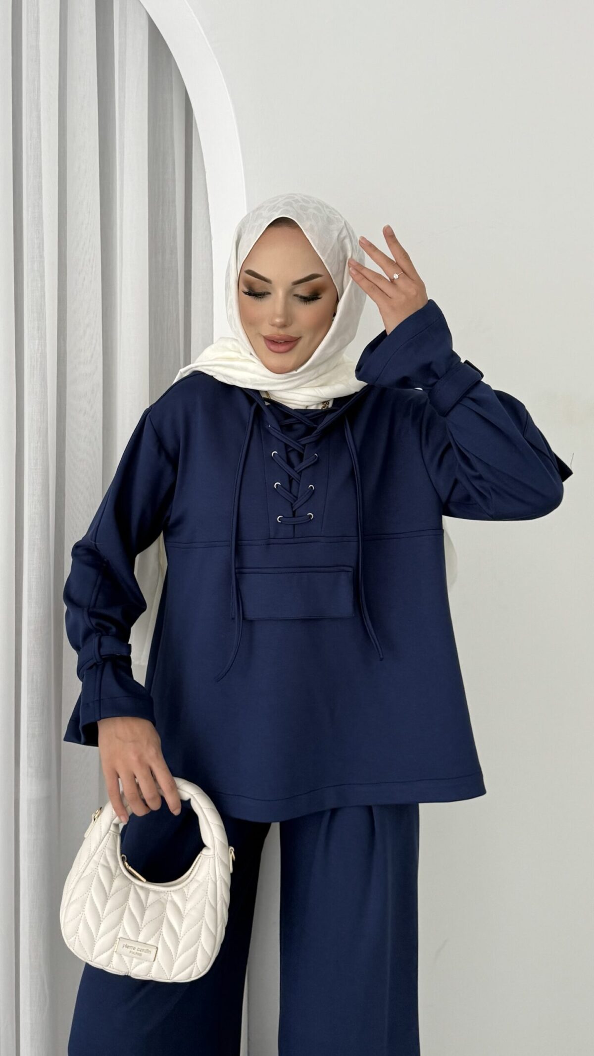 Premium Oysho Palazzo İkili Takım - Lacivert - Görsel 8