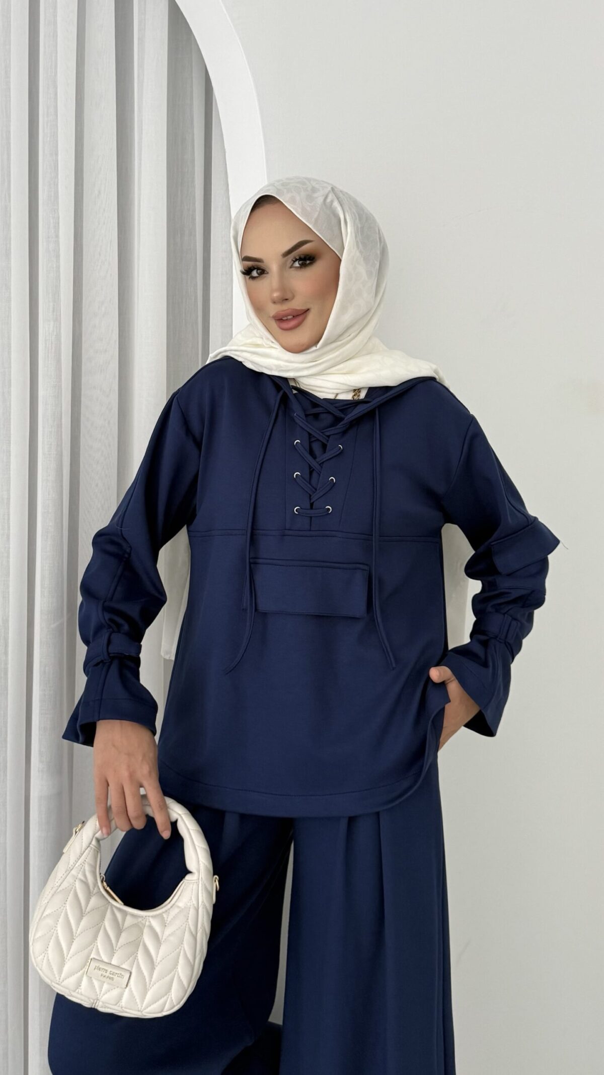 Premium Oysho Palazzo İkili Takım - Lacivert - Görsel 9