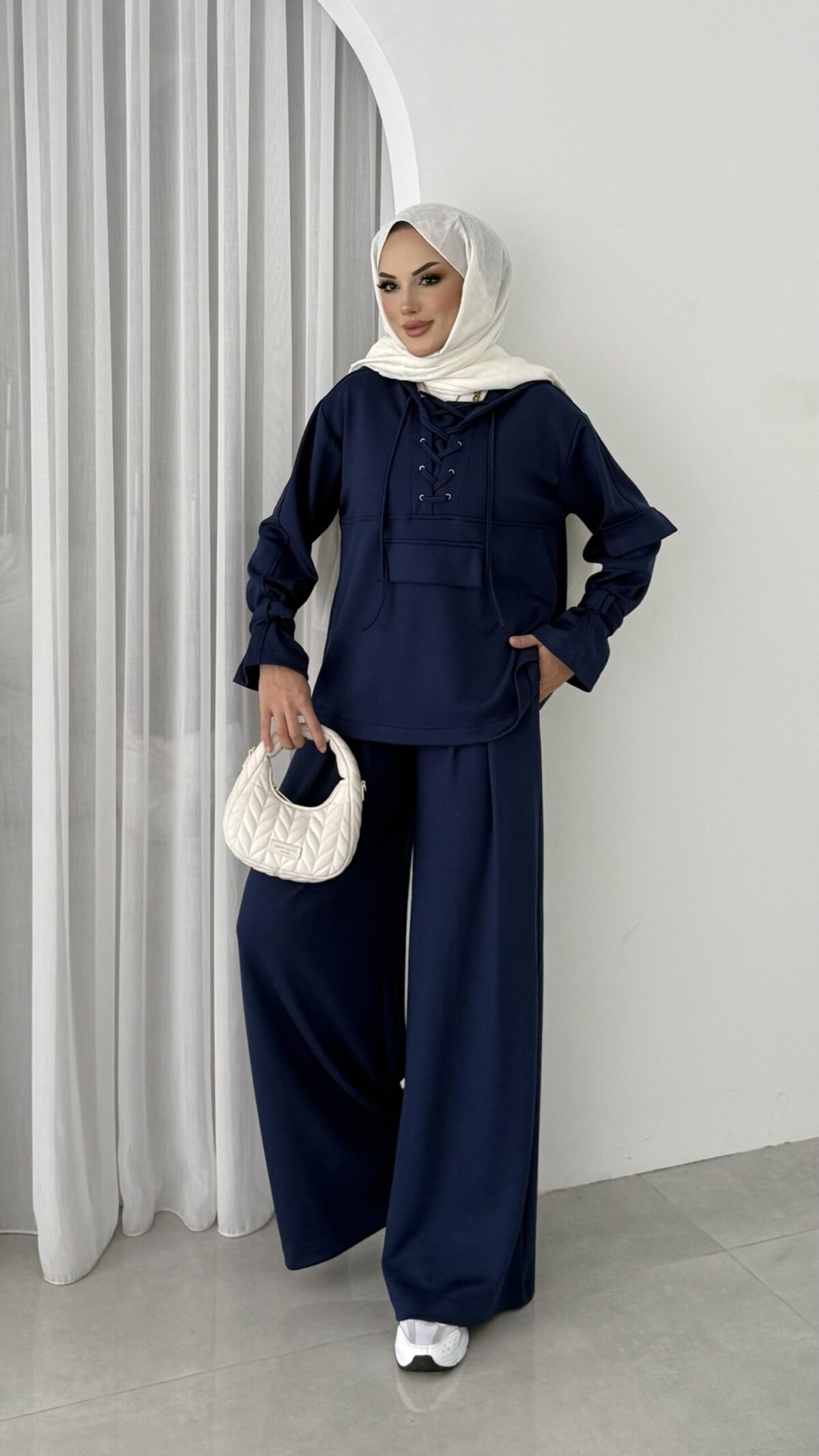 Premium Oysho Palazzo İkili Takım - Lacivert - Görsel 3