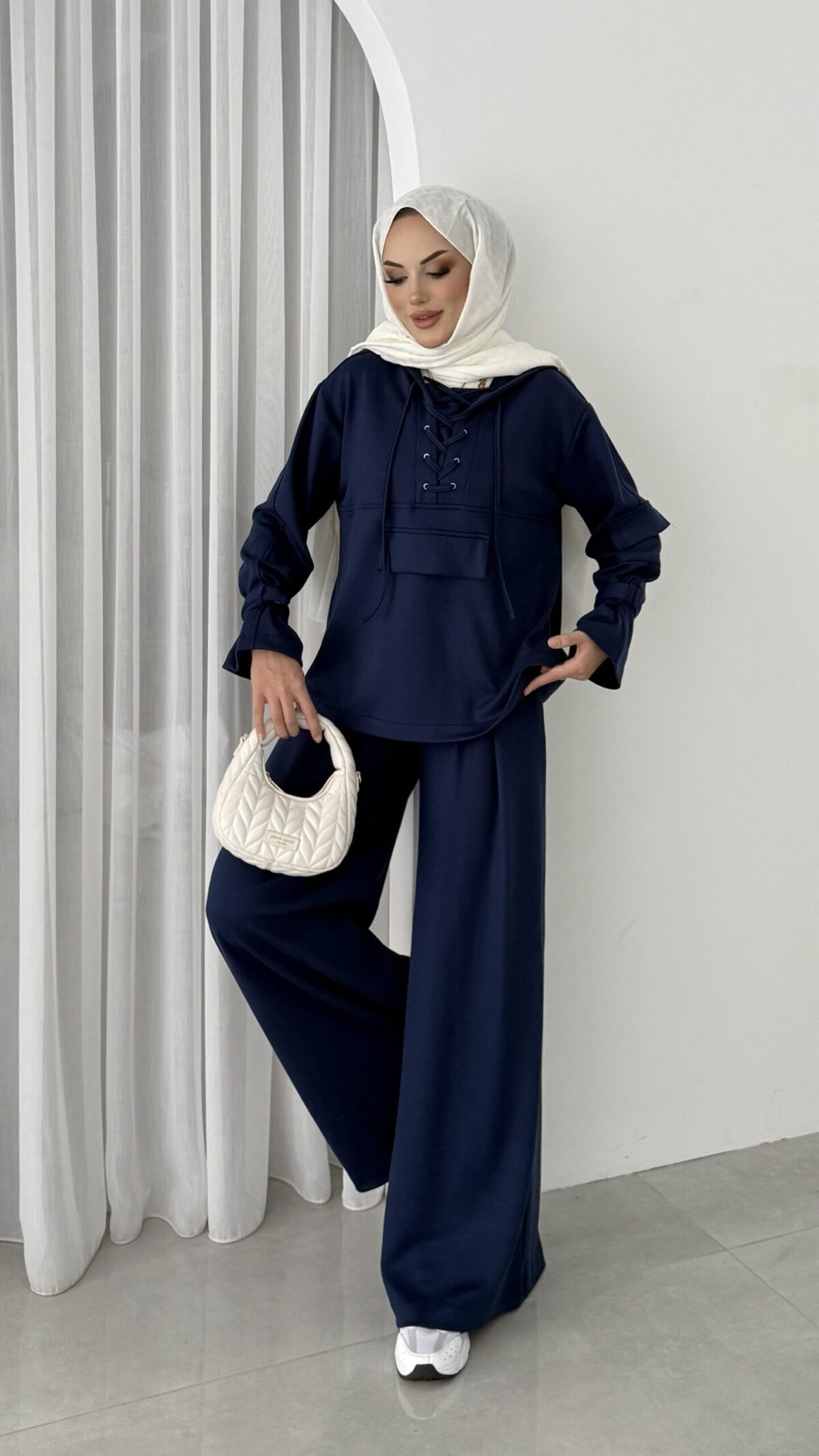 Premium Oysho Palazzo İkili Takım - Lacivert - Görsel 4