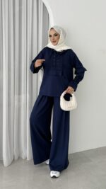 Premium Oysho Palazzo İkili Takım - Lacivert - Görsel 2