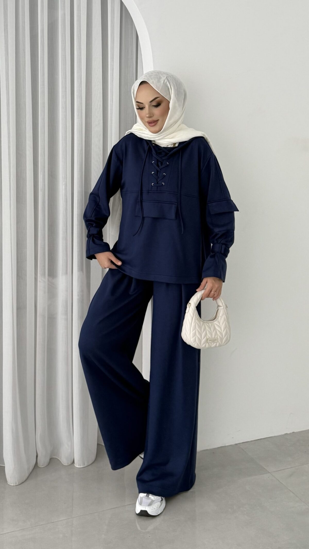 Premium Oysho Palazzo İkili Takım - Lacivert - Görsel 5