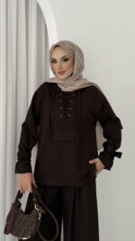 Premium Oysho Palazzo İkili Takım - Kahverengi - Görsel 5
