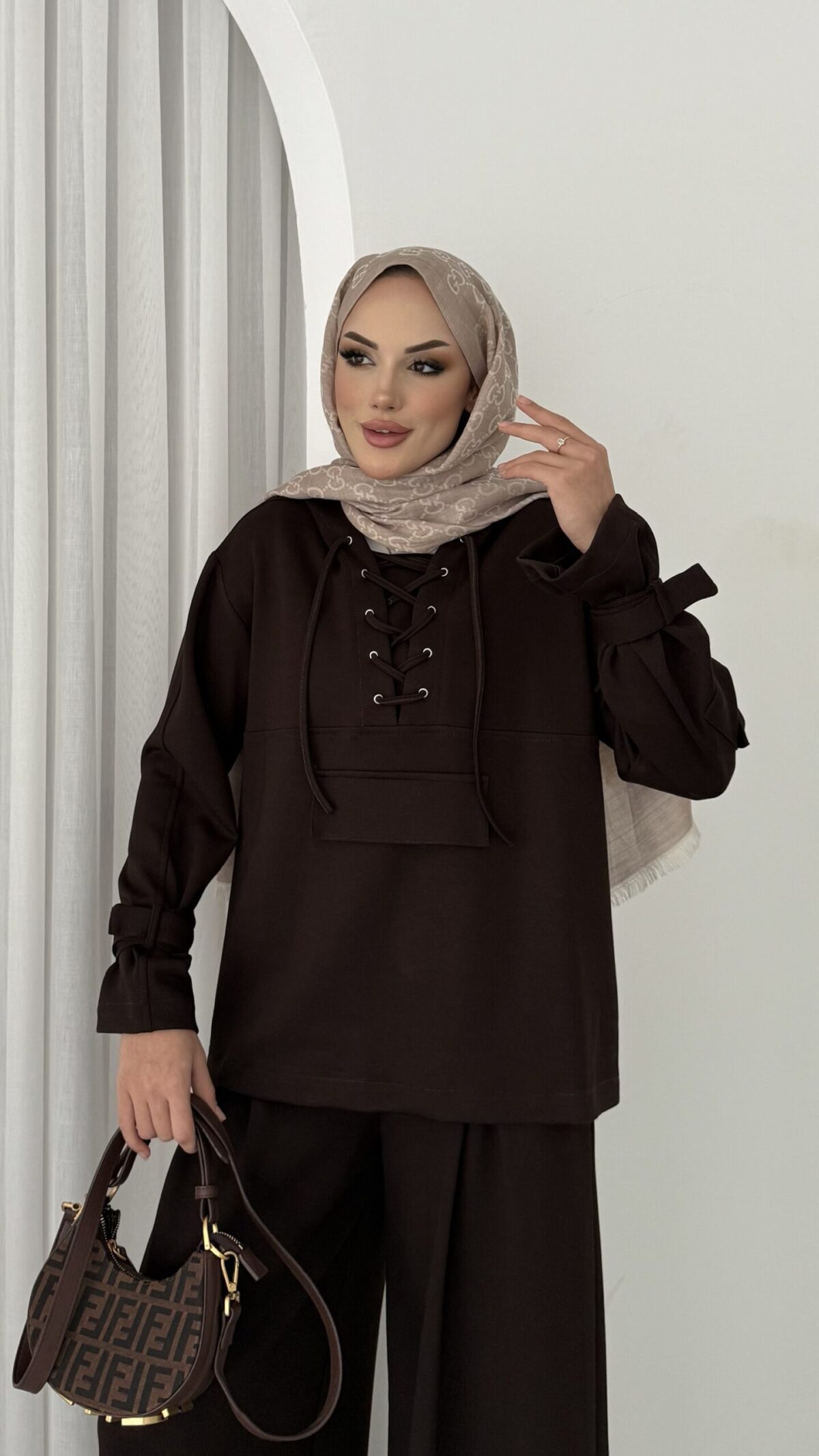 Premium Oysho Palazzo İkili Takım - Kahverengi - Görsel 9