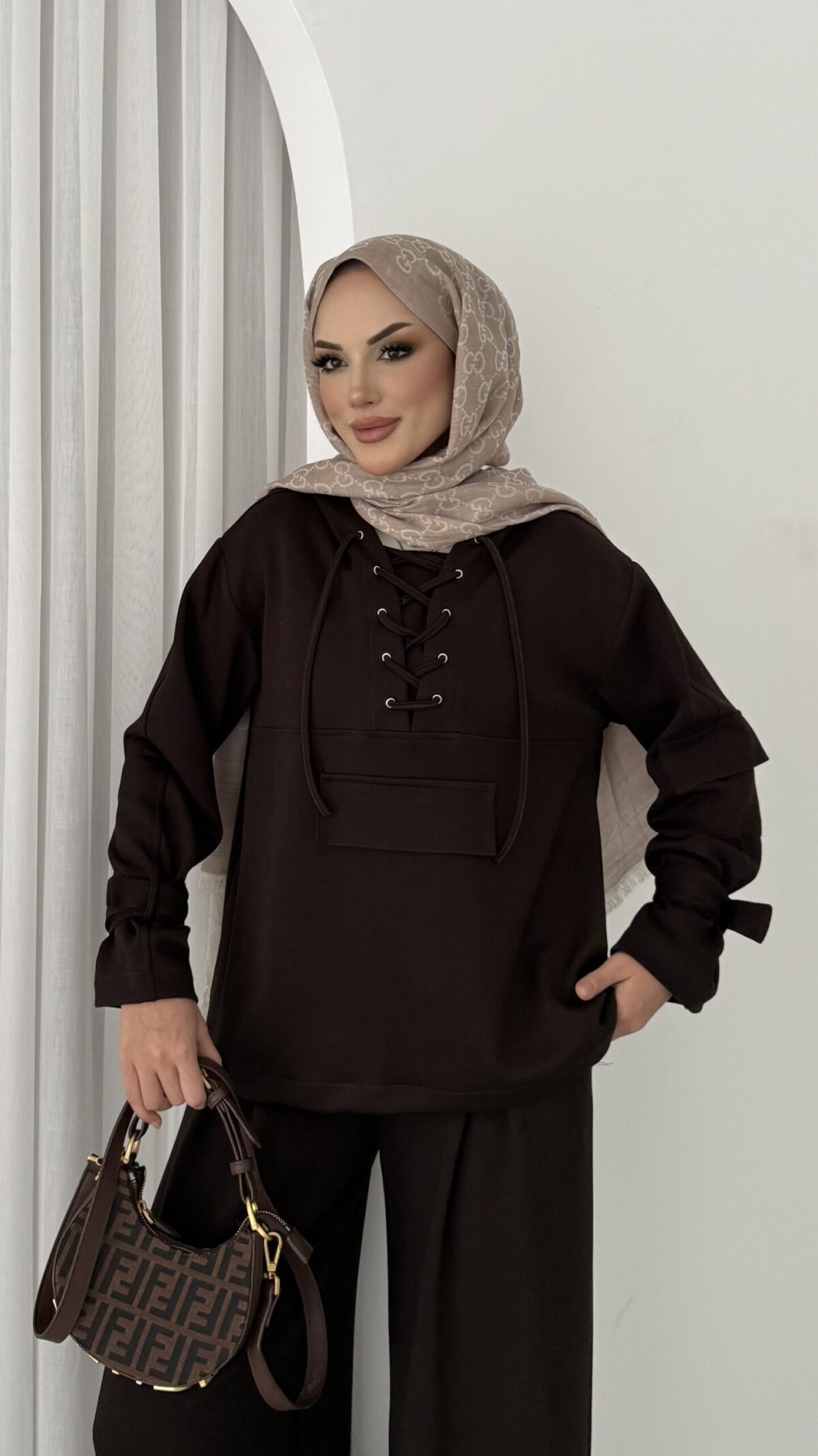 Premium Oysho Palazzo İkili Takım - Kahverengi - Görsel 8