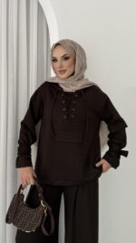 Premium Oysho Palazzo İkili Takım - Kahverengi - Görsel 8