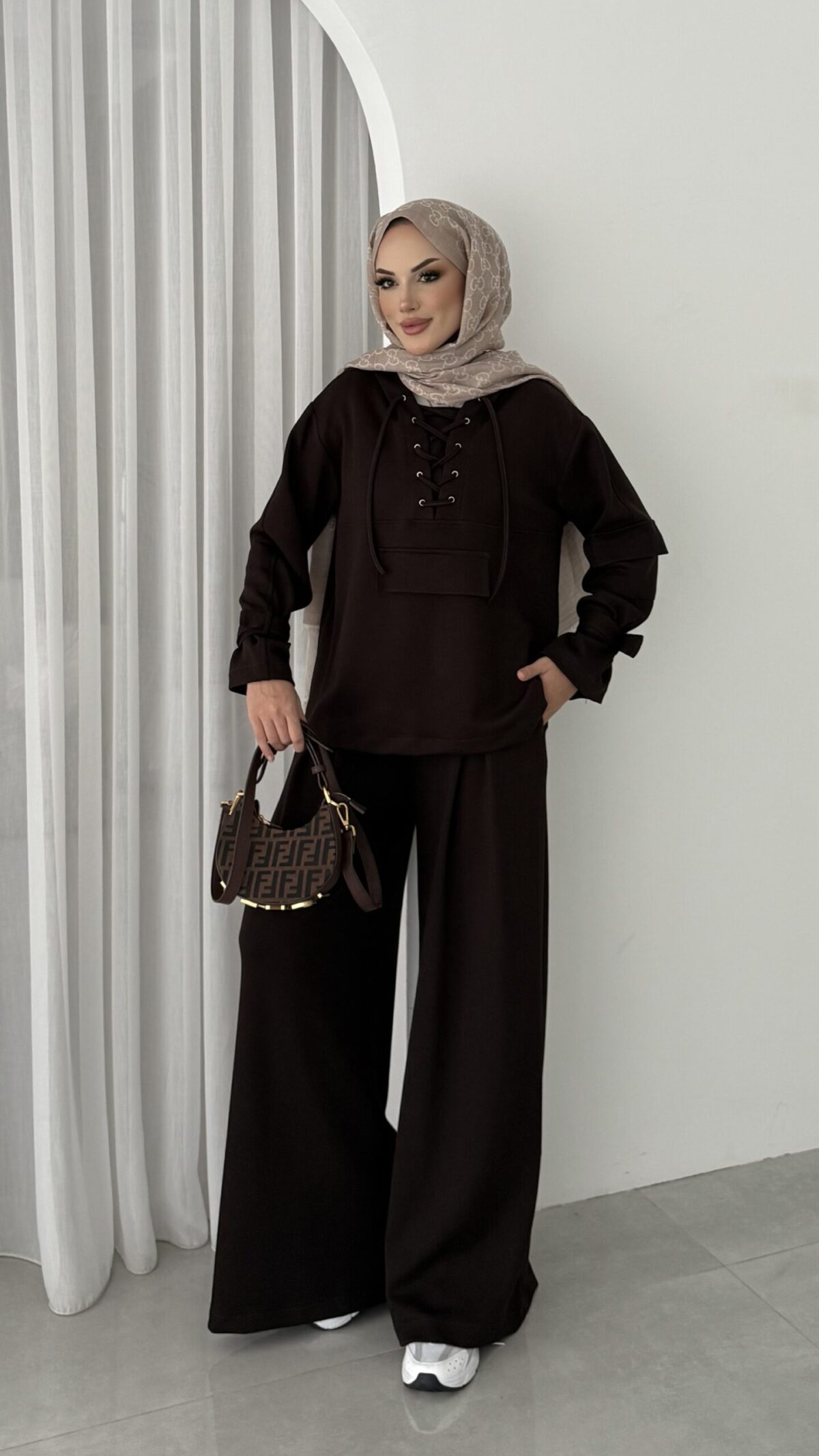 Premium Oysho Palazzo İkili Takım - Kahverengi - Görsel 2
