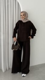 Premium Oysho Palazzo İkili Takım - Kahverengi - Görsel 2