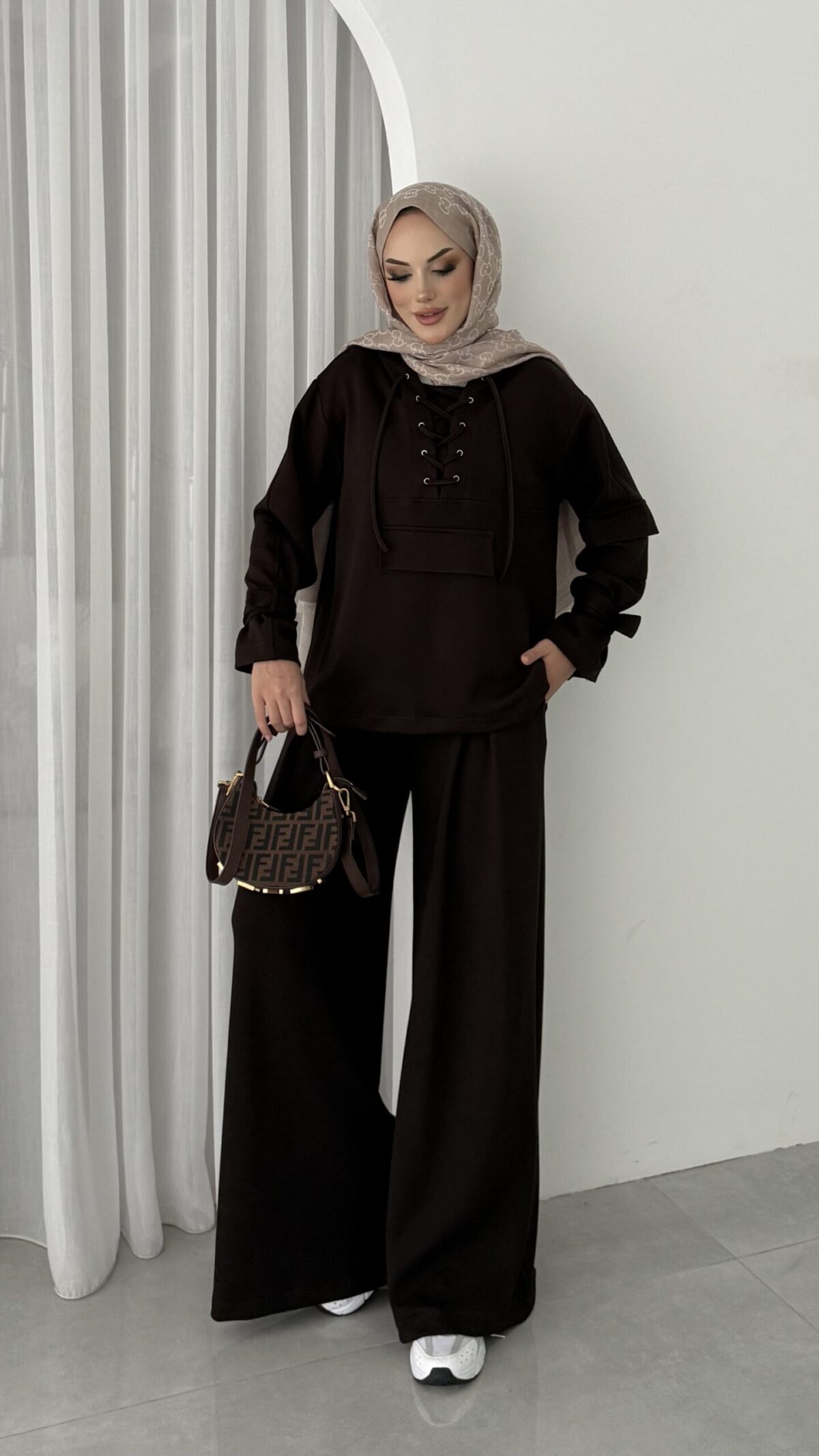 Premium Oysho Palazzo İkili Takım - Kahverengi - Görsel 3