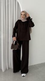 Premium Oysho Palazzo İkili Takım - Kahverengi