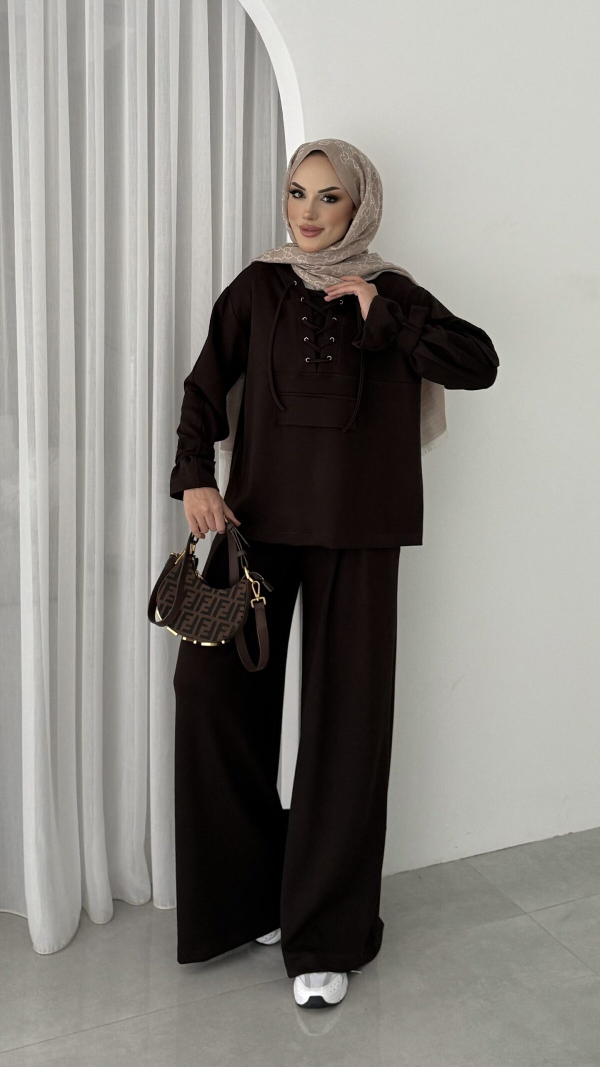 Premium Oysho Palazzo İkili Takım - Kahverengi - Görsel 4