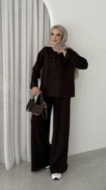 Premium Oysho Palazzo İkili Takım - Kahverengi - Görsel 4