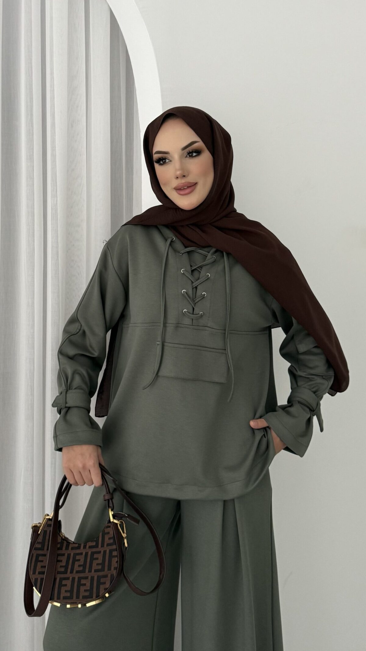 Premium Oysho Palazzo İkili Takım - Haki - Görsel 6