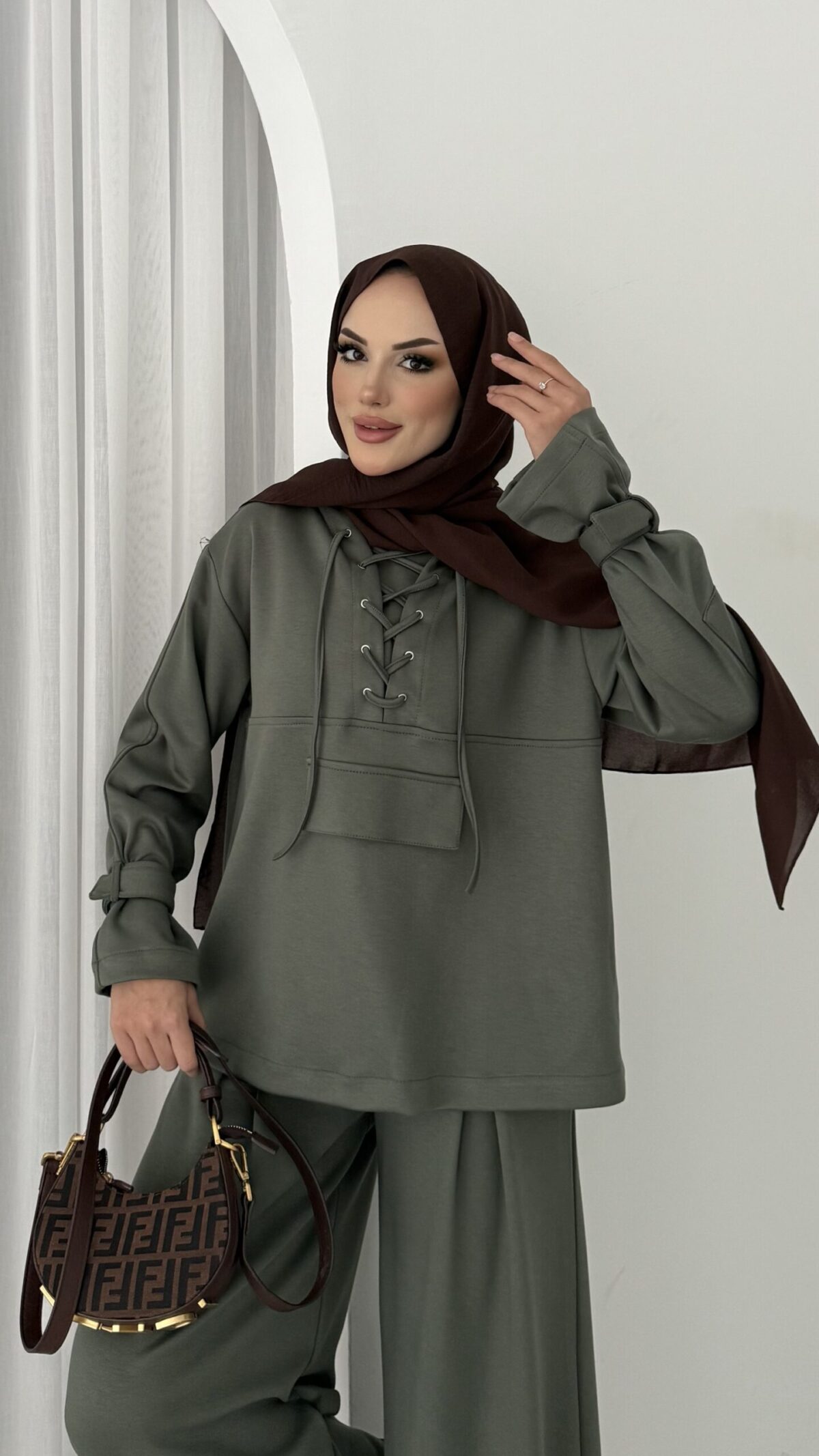 Premium Oysho Palazzo İkili Takım - Haki - Görsel 5