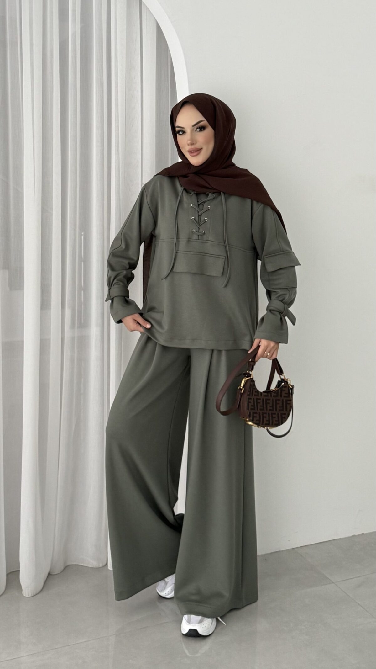 Premium Oysho Palazzo İkili Takım - Haki - Görsel 2