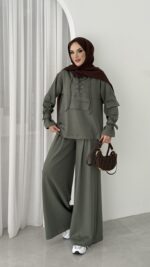Premium Oysho Palazzo İkili Takım - Haki - Görsel 2
