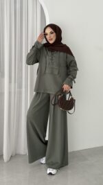 Premium Oysho Palazzo İkili Takım - Haki - Görsel 4