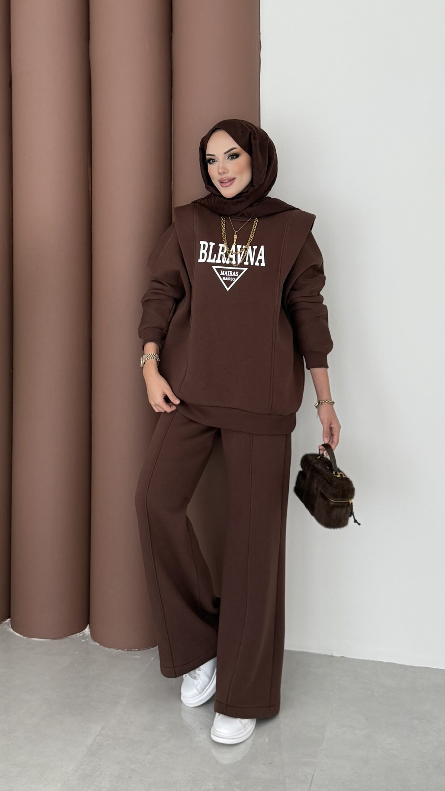 Blravna Şardonlu Çımalı İkli Takım - Kahverengi