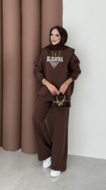 Blravna Şardonlu Çımalı İkli Takım - Kahverengi - Görsel 3