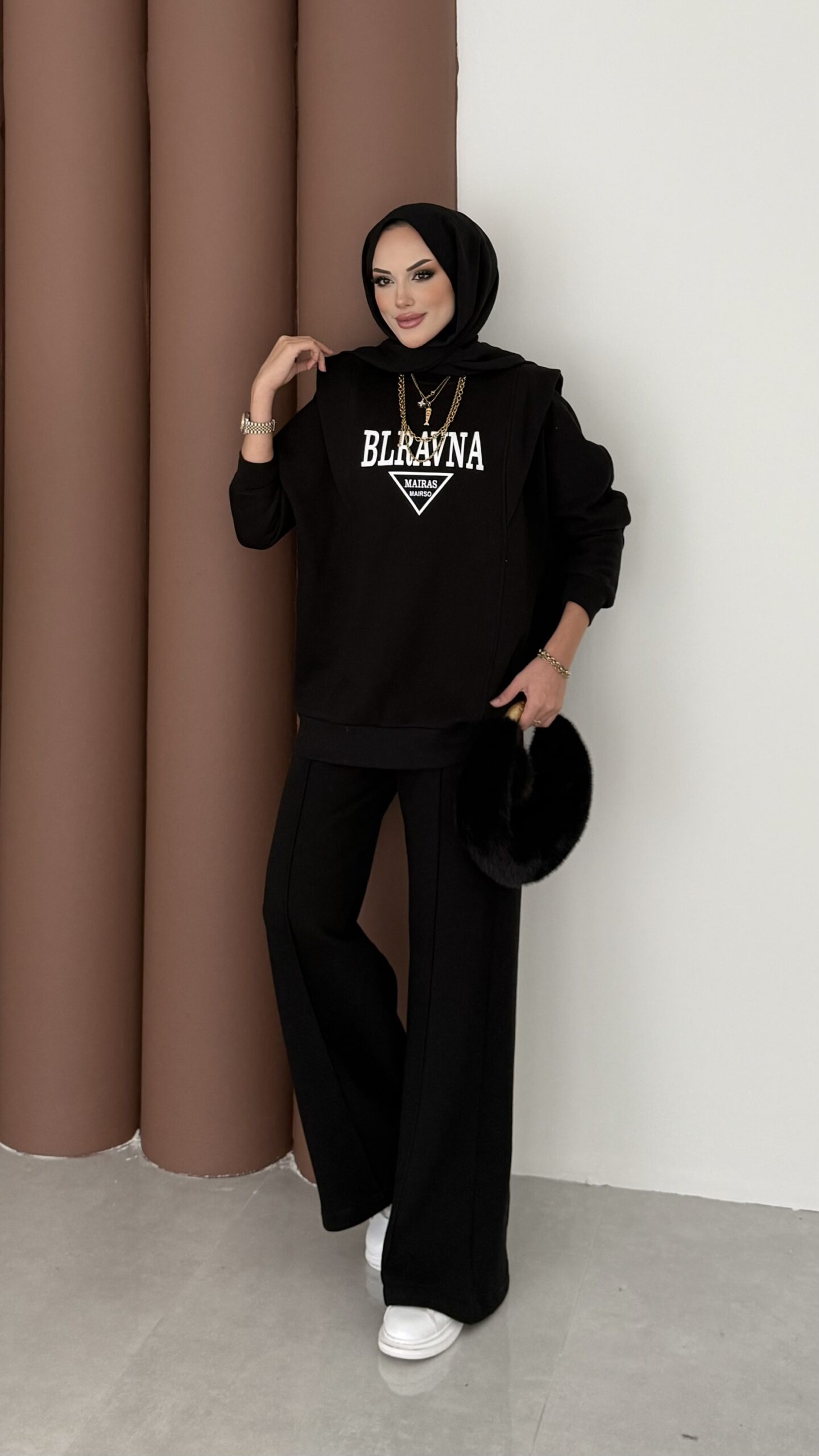 img_2540-2 Blravna Şardonlu Çımalı İkli Takım - Siyah - Görsel 2