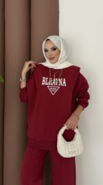 Blravna Şardonlu Çımalı İkli Takım - Bordo - Görsel 3