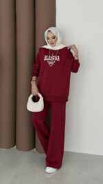 Blravna Şardonlu Çımalı İkli Takım - Bordo - Görsel 2