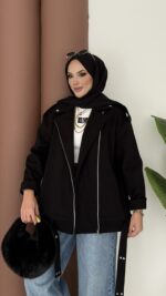 Most Premium Fermuarlı Kaşe Ceket - Siyah - Görsel 5