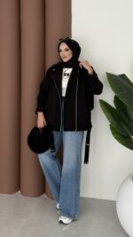 Most Premium Fermuarlı Kaşe Ceket - Siyah - Görsel 3