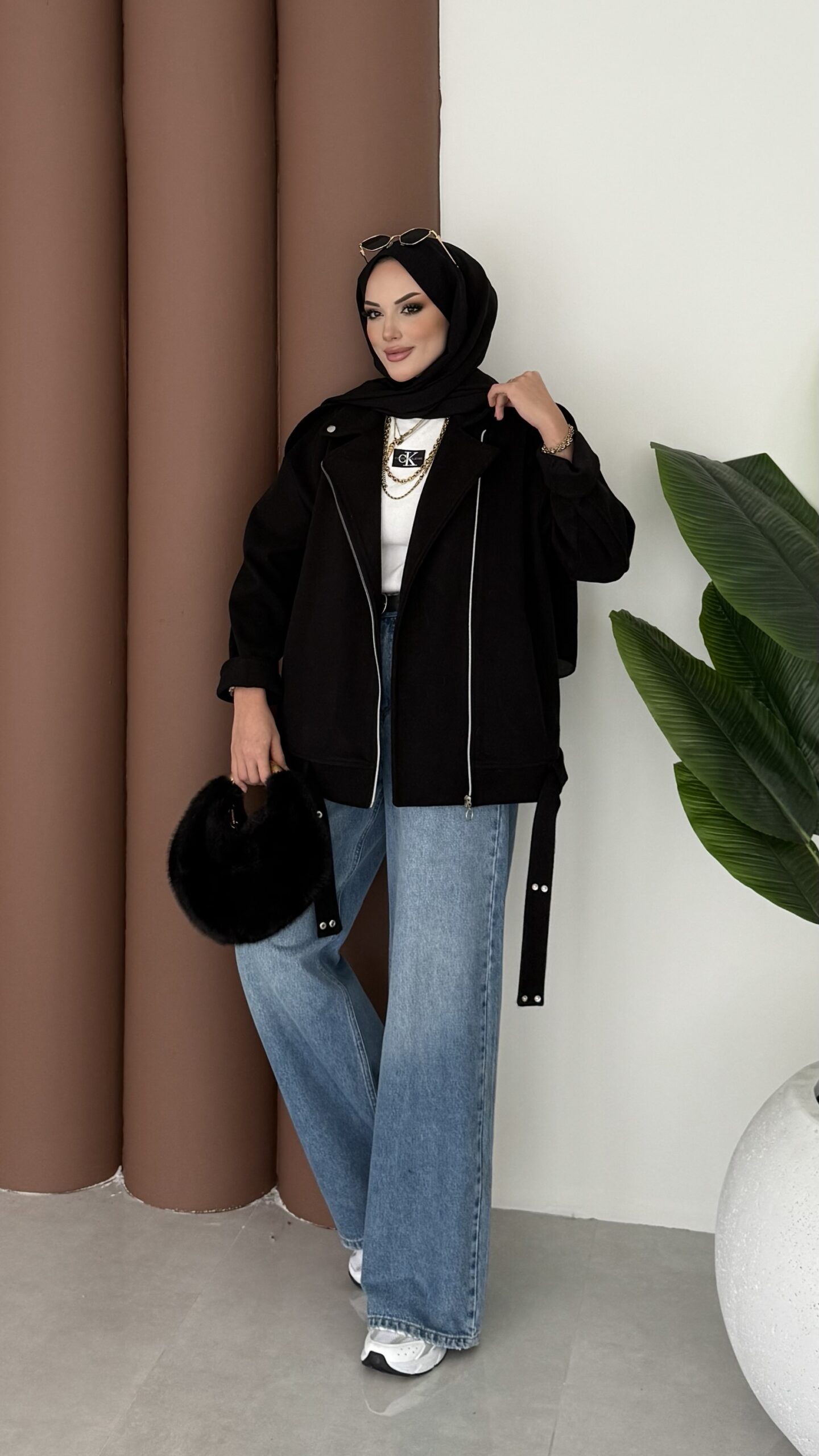 img_2663-2 Most Premium Fermuarlı Kaşe Ceket - Siyah - Görsel 3