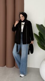 Most Premium Fermuarlı Kaşe Ceket - Siyah - Görsel 4