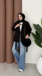 Most Premium Fermuarlı Kaşe Ceket - Siyah - Görsel 2