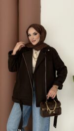 Most Premium Fermuarlı Kaşe Ceket - Kahverengi - Görsel 5