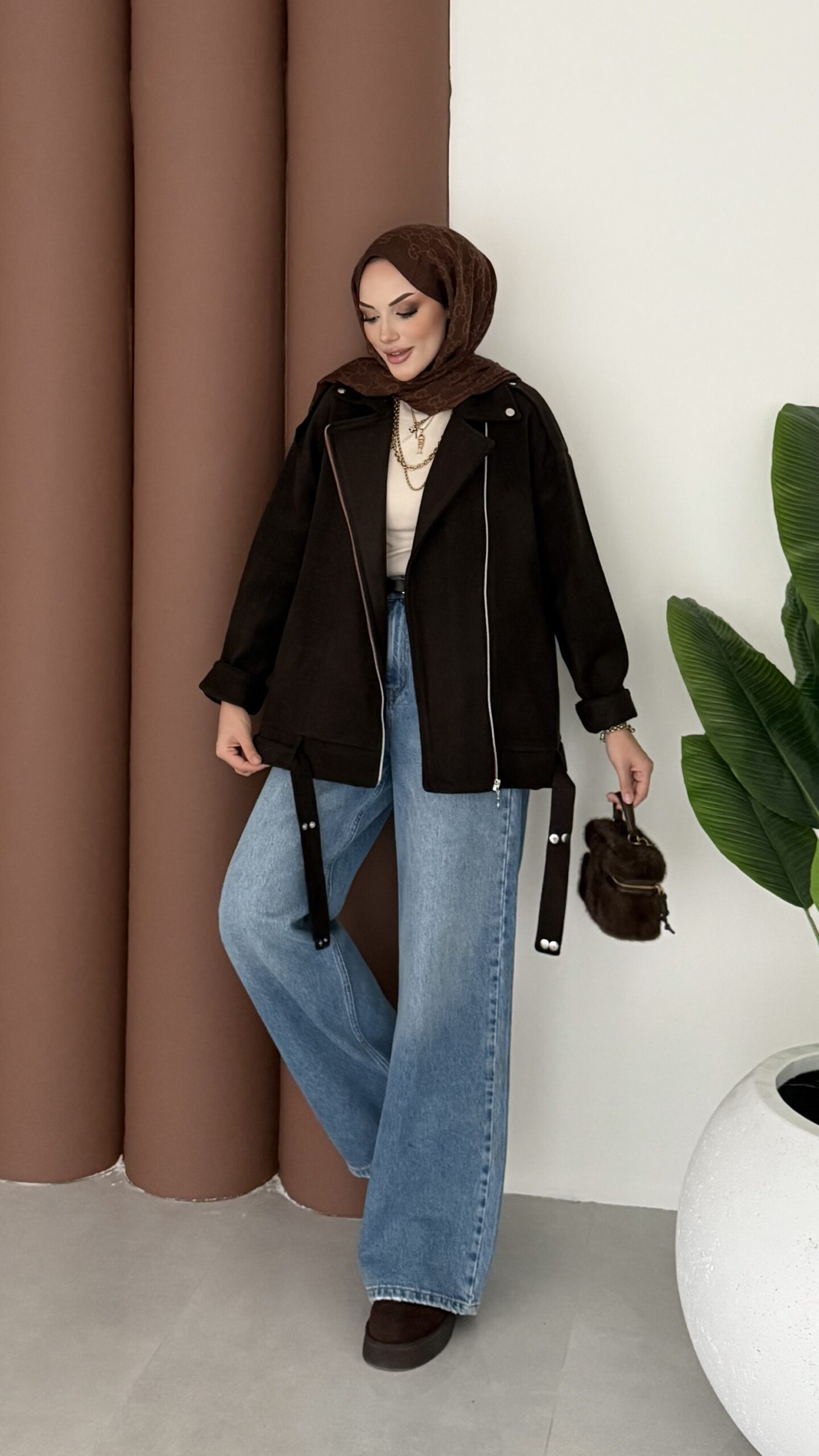 img_2712-2 Most Premium Fermuarlı Kaşe Ceket - Kahverengi - Görsel 3