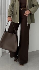 Zra Marka Muadili Palazzo Kot Pantolon - Acı Kahve - Görsel 2