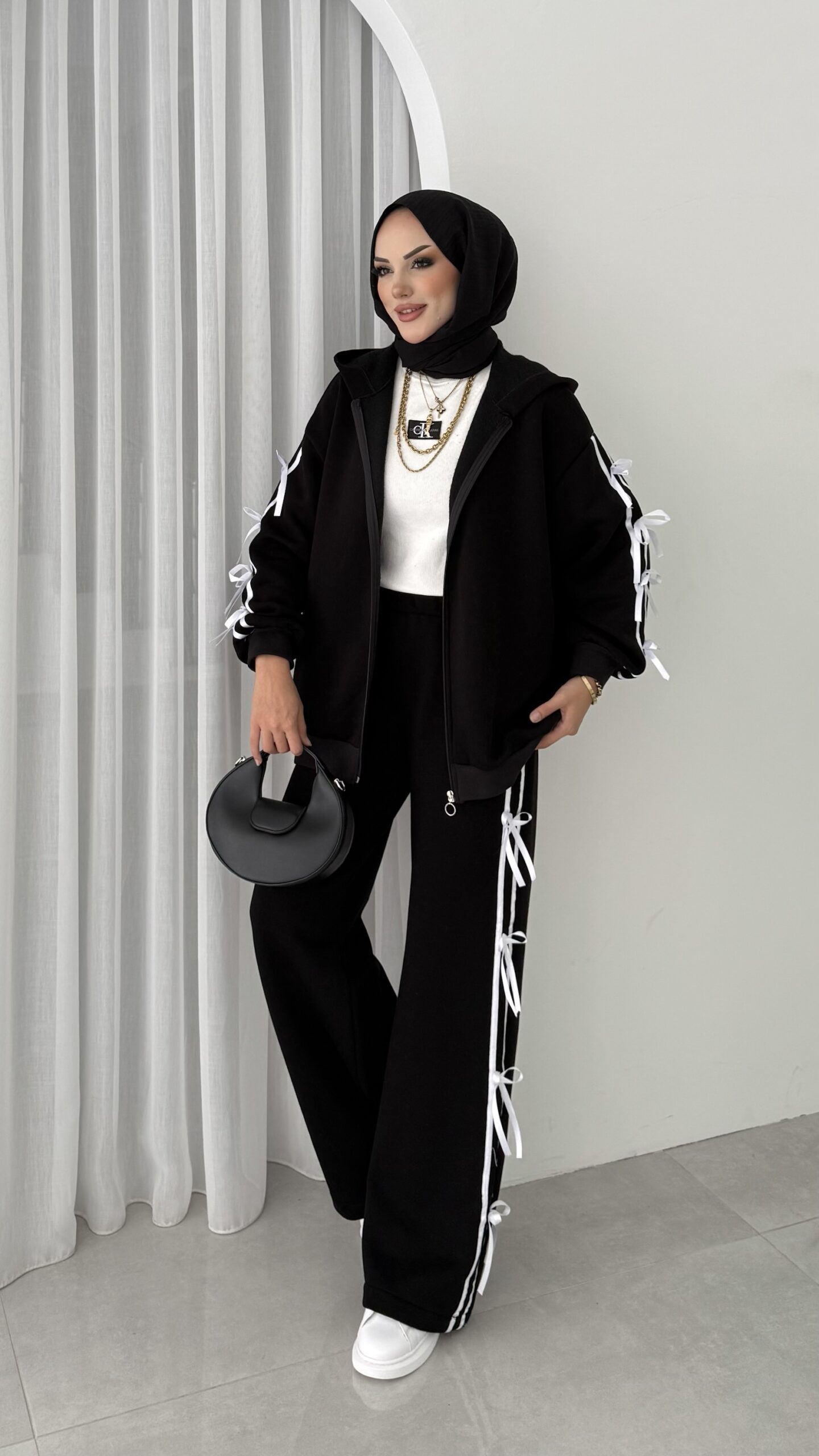 Casual Şardonlu İkili Takım - Siyah