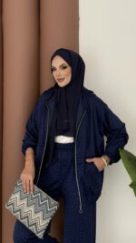 Fashion Taşlı Bomber İkili Takım - Lacivert - Görsel 4