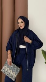 Fashion Taşlı Bomber İkili Takım - Lacivert - Görsel 5